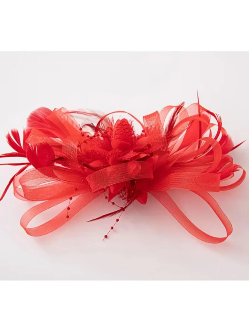 Elegant Women’s Sinamay Fascinator Hat with Headband Bridal, Tea Party, Red Hat